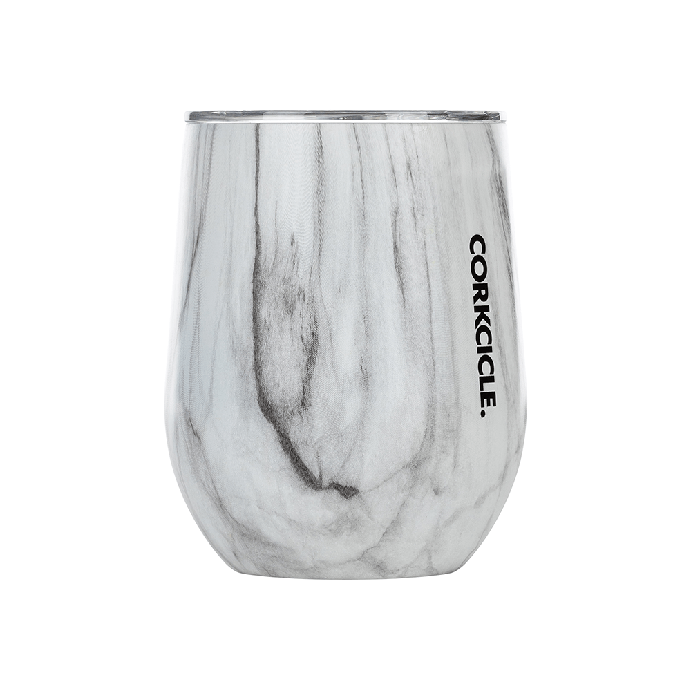Corkcicle 355ml 美國時尚 三層保溫設計 不鏽鋼水杯 / 咖啡杯 - 白色大理石紋款（含透明杯蓋）【A級商品】 - restyle2050